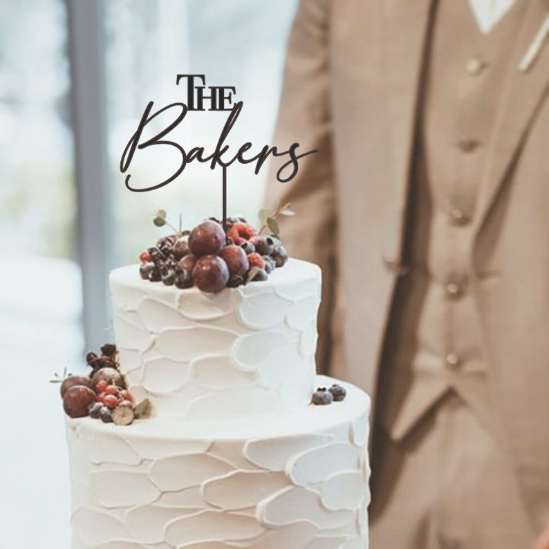 Boho Custom Last Name Cake Topper for Wedding / Personalized Wedding Cake Topper / Rustic Wedding Cake Topper / Mr and Mrs Cake Toppers image 4