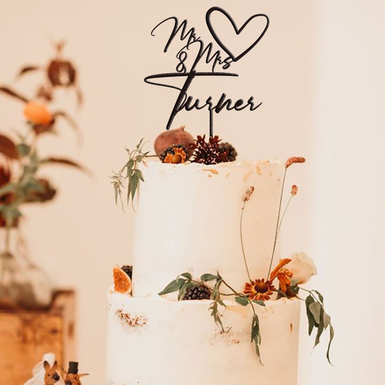 Mr and Mrs Cake Toppers / Wood Rustic Wedding Cake Topper / Etsy