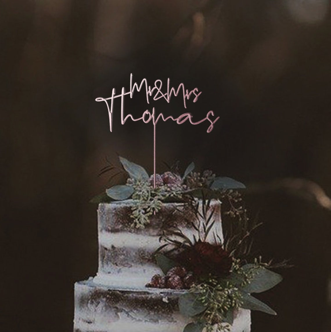 Boho Wedding Cake Topper / Personalized Wedding Cake Topper / Etsy