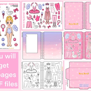 Dolls in My Journal - Ballerina Doll Set Printable Paper Doll and Doll ...