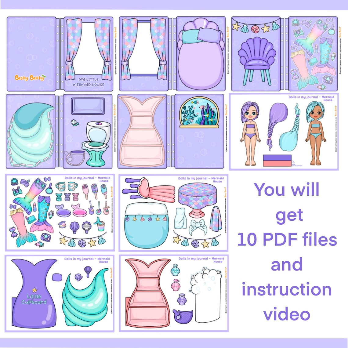 Dolls in My Journal Mermaid Dollhouse Printable Paper Doll - Etsy UK