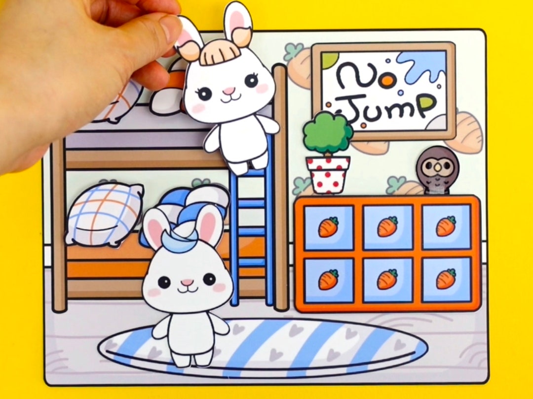 Printable Bunny Paper Dollhouse Activity Book: Kids Crafts (PDF Files ...
