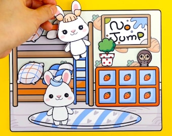 Printable Bunny Paper Dollhouse Activity Book: Kids Crafts (PDF Files)