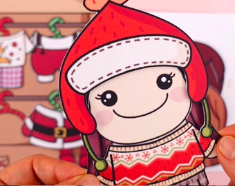 Casa de muñecas de papel navideña: Manualidad imprimible (PDF)