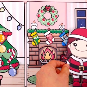 File PDF di cartoline di Natale fai-da-te e case delle bambole di carta, regalo di Natale fai-da-te per bambini