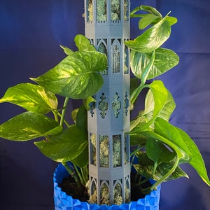Gothic Decagon Moss Pole Tower - Climbing Plant Supports Indoor - 3D Printed Modular Stackable Moss Pole Tower - 70% original size