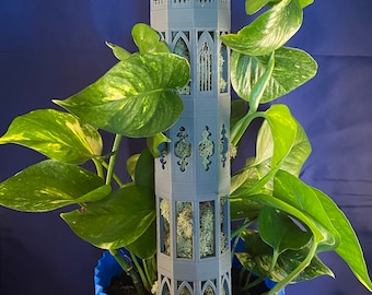 Gothic Decagon Stackable Moss Pole Tower, 3D Printed Modular Plant Support, 70mm Diameter