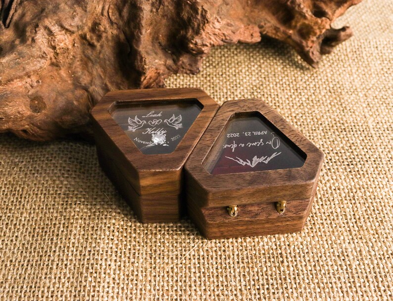 Personalized Wedding Ring Box Custom Wood Ring Box Engagement Etsy