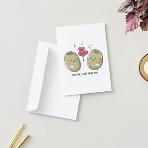 Olive Me Loves Olive You | Cartão de felicitações com trocadilho fofo | Para aniversário, Dia dos Namorados, Amor