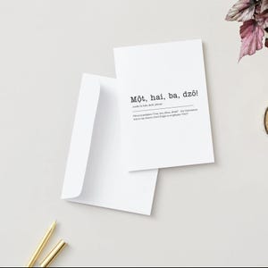 Tarjeta con la frase "¡Một, hai, ba, dzô!" / Tarjeta de felicitación de cumpleaños con frase cultural vietnamita / Tarjeta de felicitación de celebración para amigos y familiares