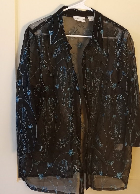 Vintage Sheer Black Silk Blouse