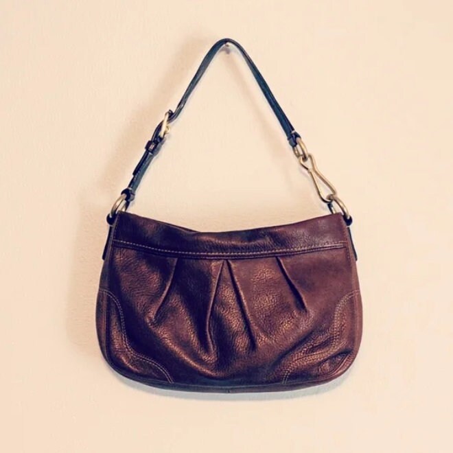 Vintage COACH 12917 Hampton Brown Pebbled Shoulder Bag - Etsy