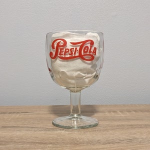Vintage Bartlett Collins Glass Pepsi-Cola Thumbprint Goblet