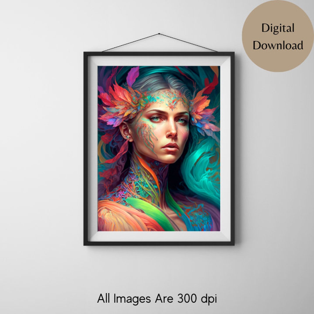 Beautiful Woman Art Fantasy Art Colorful Wall Art Vibrant Wall Decor PRINTABLE Digital Wall Art