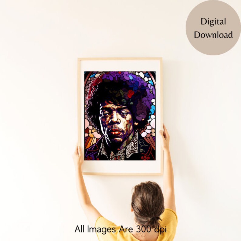 Jimi Hendrix Wall Art Stained Glass Colorful Wall Art Etsy