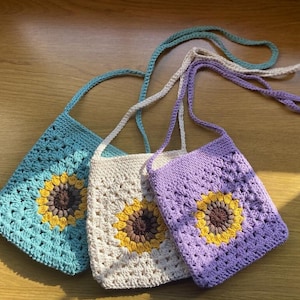 Mini Sonnenblume Tasche Häkelanleitung *Digitaler Download* - süße kleine Tasche häkeln