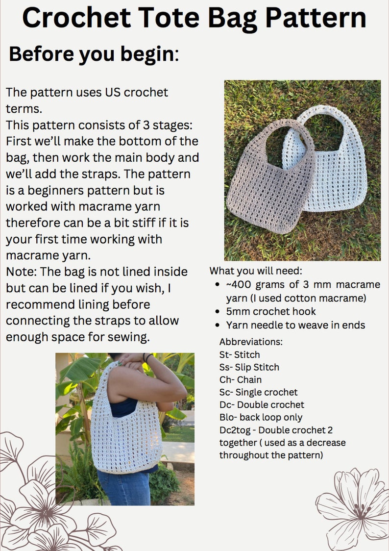 Large Crochet Tote Bag Pattern Digital Download - Etsy