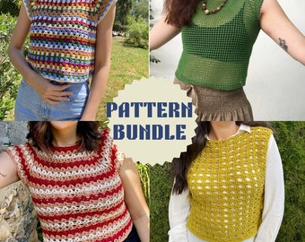 Set of 4 Crochet Vests Patterns | Crochet Vests Pattern Bundle