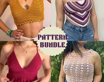 Crochet Top Pattern Bundle: 4 Designs (PDF Pattern)