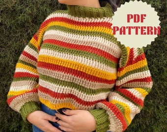 Hilarion Sweater Pattern | Crochet Sweater, Chunky Crochet Sweater Pattern, Turtleneck Crochet Pattern