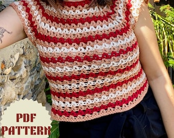 Mona Top Pattern - Crochet Beginners Top Pattern, Digital Crochet Pattern