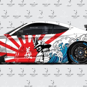 Samurai Car Wrap, Japanese Vehicle Shine, Cast Vinyl Wrap, Universal Size Samurai Anime Car Sticker Car Decor