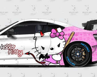 Hello Kitty-autosticker: op schurken geïnspireerd vinyl aan de autokant