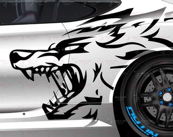 Coyote Head Wolf Outline Large Decal Sticker | Side of Car Graphic | Wolf angry, wild - Coyote angry decal - BOTH SIDE