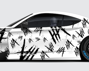 2 x Joker, Ha Ha Ha, the greatest villain ever, JOKER, Super Hero Villain Inspired Car Side Decal, Universal Size, Cast Vinyl Wrap