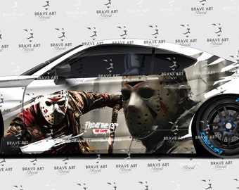 Michael Myers Face Large Car Decal, Graphic Decal Tailgate Car Livery, Universal Size, Car Wrap Friday the 13th Decal, Jason Voorhees