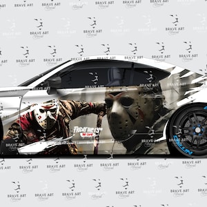 Michael Myers Gesicht großer Auto Aufkleber, Grafik Aufkleber Heckklappe Auto Livery, Universalgröße, Freitag der 13te Aufkleber, Jason Voorhees