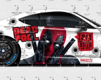 Deadpool bullet Super Hero, New Design, Villain Inspired Car Side Decal, Universal Size, Cast Vinyl Wrap Active