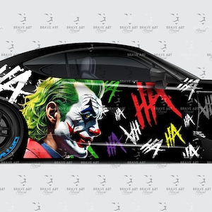 Joker Car Side Decal: Super Hero Villain Cast Vinyl Wrap