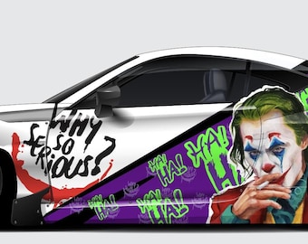 Joker why so serıous, NEW design, Car Decals: Get a Smile from the Dark Side! Super Hero Villain Inspired Car Side Decal