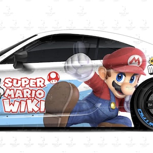 Super Mario Car Side Wrap, Vollfarbgrafik, Vinyl Lackierung Aufkleber passend für jedes Auto, Universalgröße, Car Wrap - Anime Cartoon