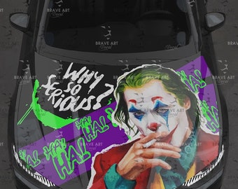 Joker Car Hood Vinyl Wrap Decal, Universal Fit, air release vinyl