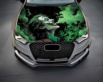 Joker Hood Car Vinyl Wrap: Universal Fit, Air Release (59"x69")