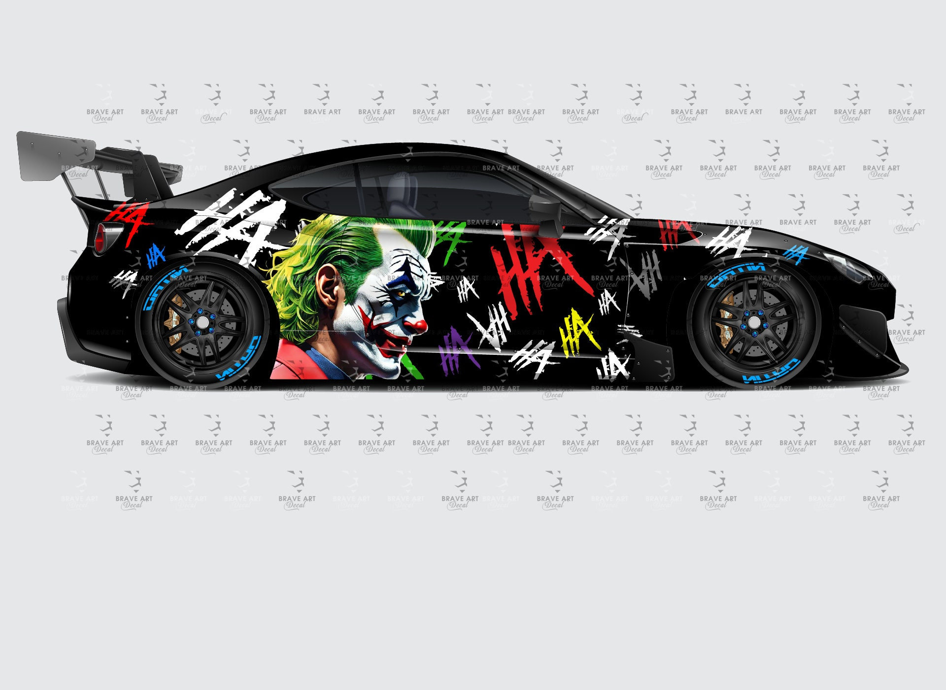 Color JOKER Ha Ha Ha, the greatest villain ever, JOKER, Super Hero Villain Inspired Car Side Decal, Universal Size, Cast Vinyl Wrap