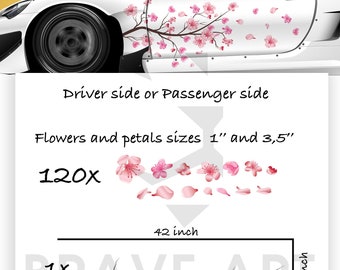 2 Décalques Vinyle Fleur De Cerisier Sakura Pour Voiture - Thème Japonais - Effet Paillettes - Neuf