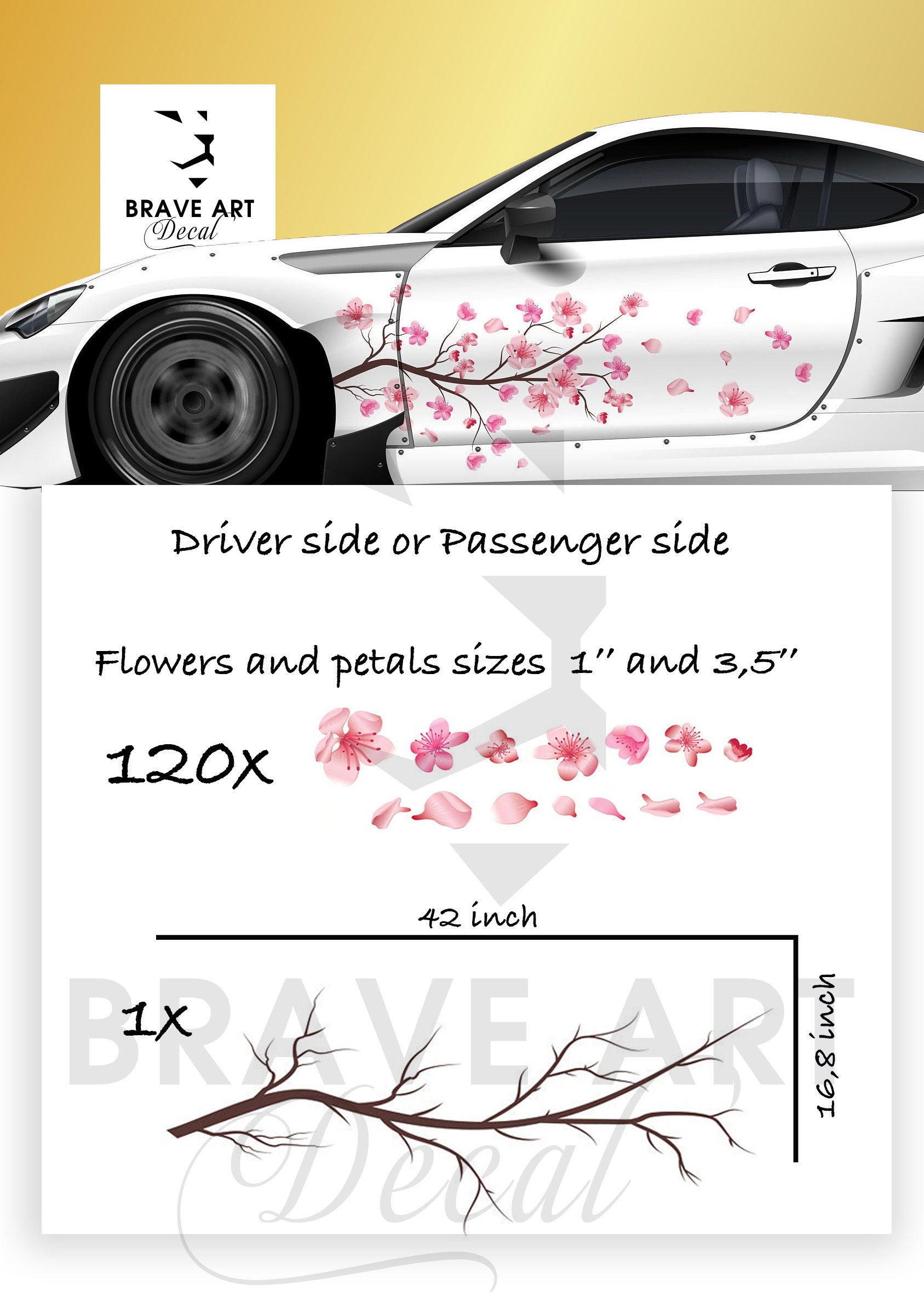 Cherry Blossom Car Decal, Side Graphics, Flower Decals, Vinyl