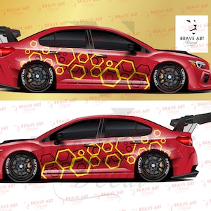 Honeycomb Rhombus Hexagon Style Matrix Camo Style Sticker (4 pcs) Stickers Car Side vinyl BOTH SIDE