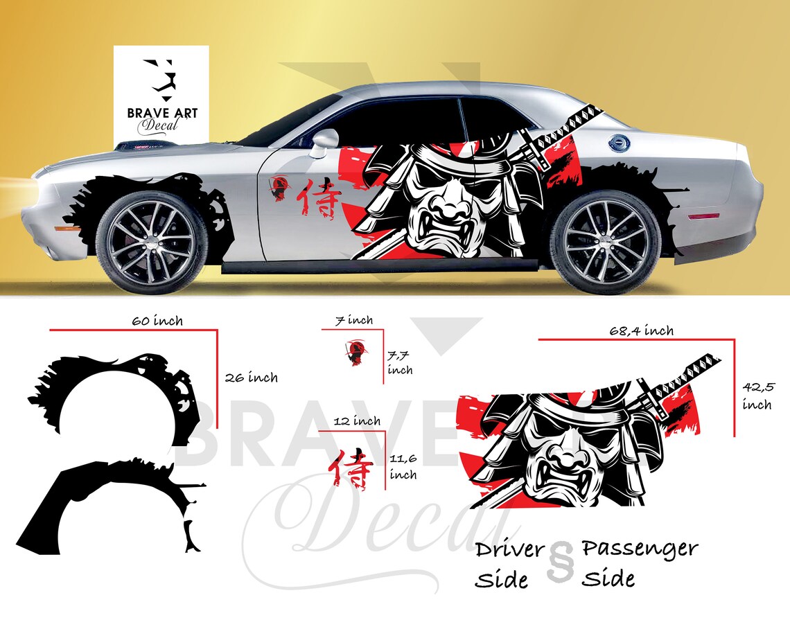 Samurai Car Wrap Japanese Vehicle Shine Cast Vinyl Wrap Etsy
