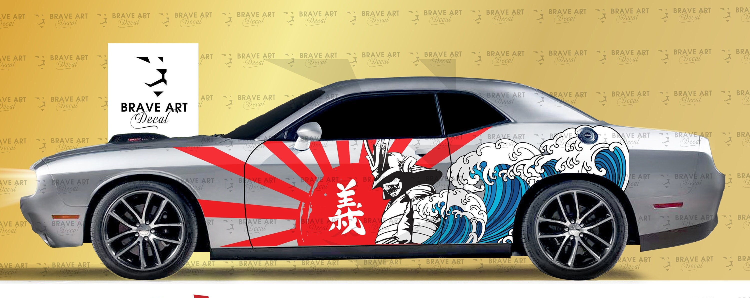 Japanese Samurai Car Vinyl Side Wrap Vehicle Livery Cast Universal Size 2pcs
