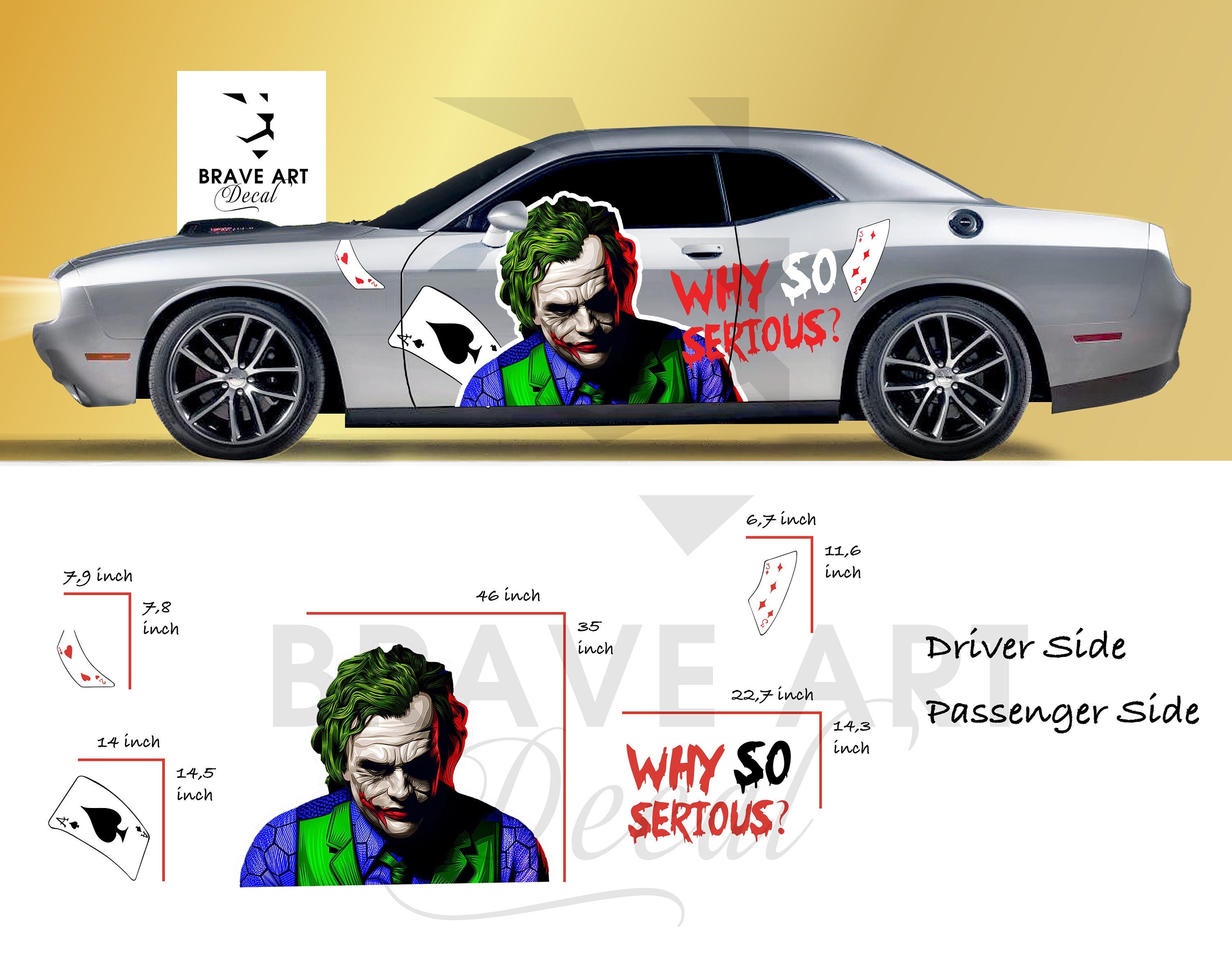 JOKER Super Hero Villain Inspired Car Side Decal Universal