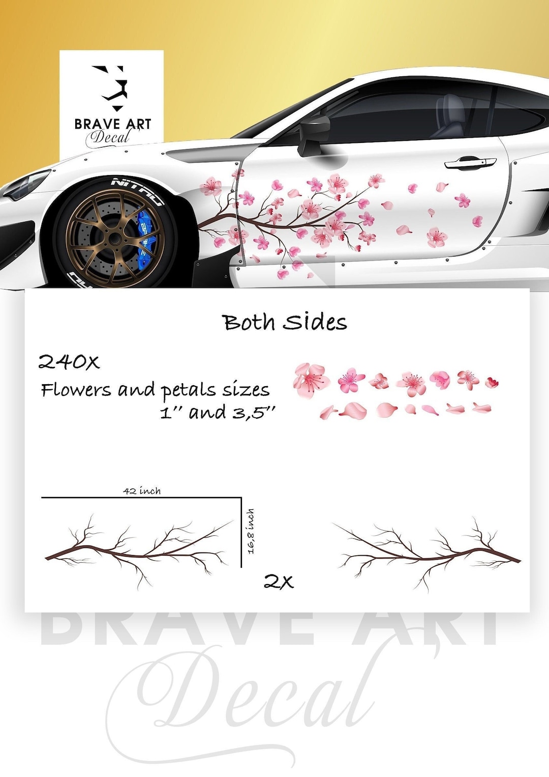 Sakura Cherry Blossom Car Livery, Japanese Theme Side Car Vinyl