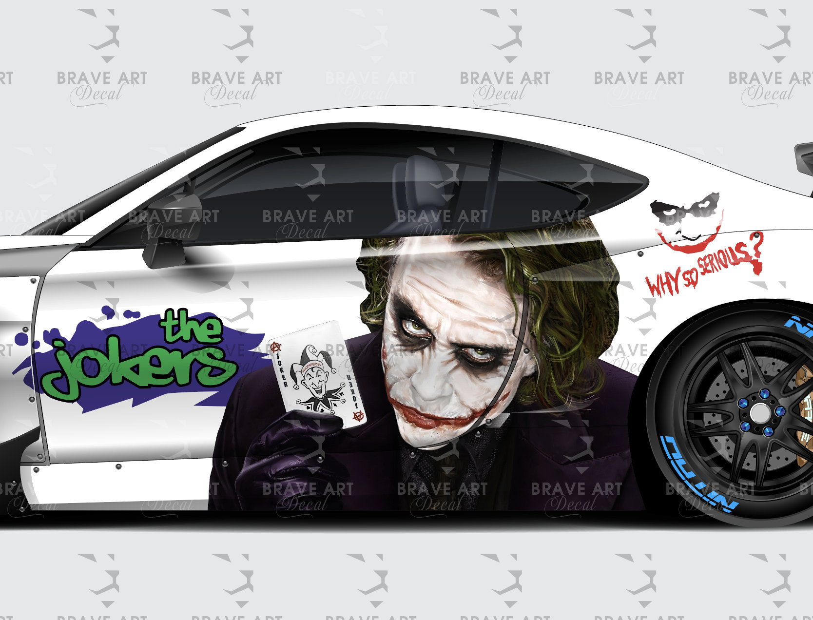 Harley Quinn & Joker Smile Car Hood Vinyl Wrap Graphics Decals