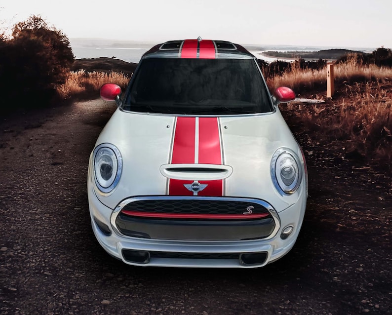 White Rally Racing Stripes Mini Koper Mini Cooper Rally Stripes 6
