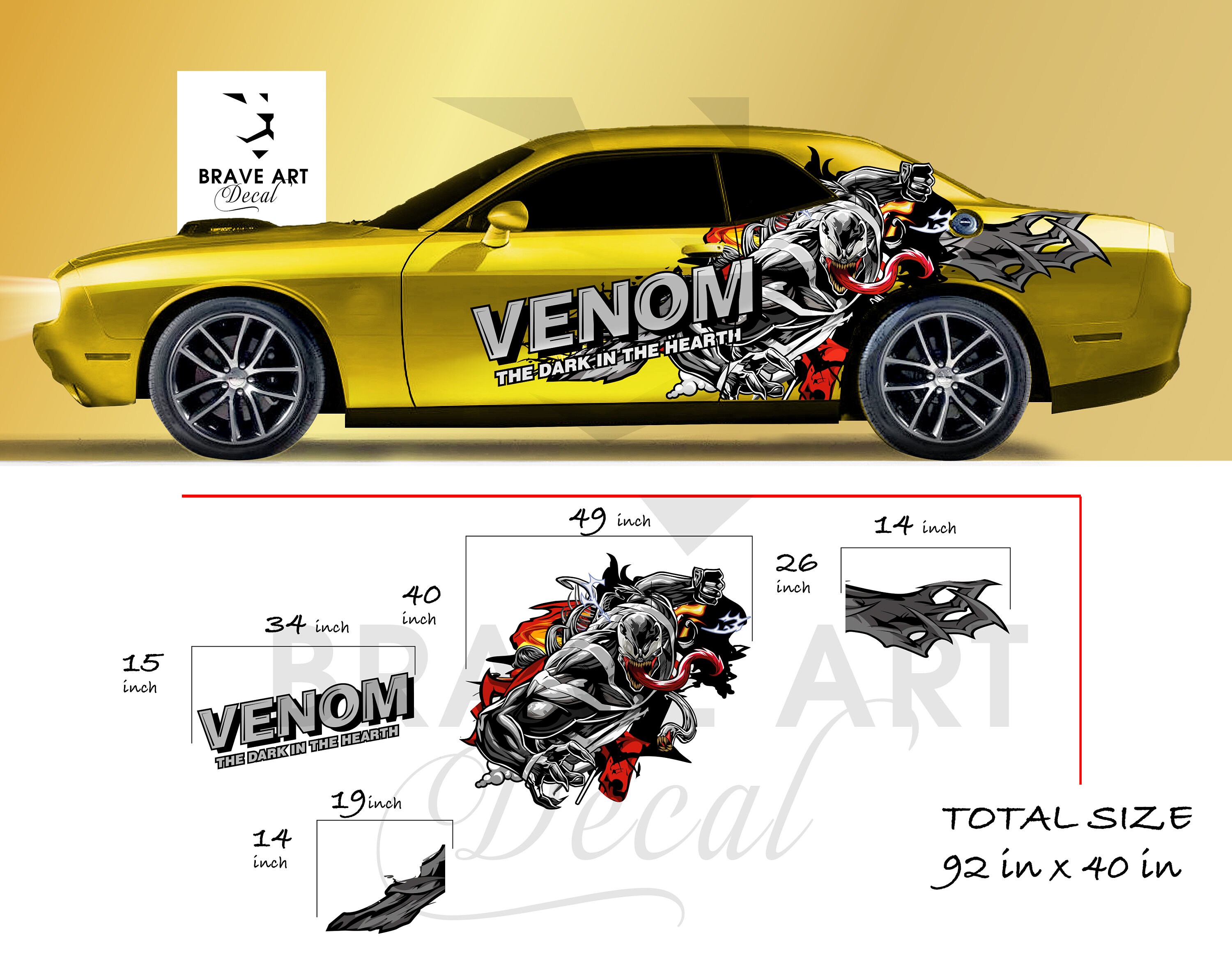 Venom Designed NEW Design Large Car Livery Cast Vinyl Wrap