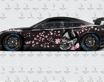 Japanese Cherry Blossom Car Stickers Full Body Design Universal Size Anime Car Modification Stickers Color Film Flower Decals