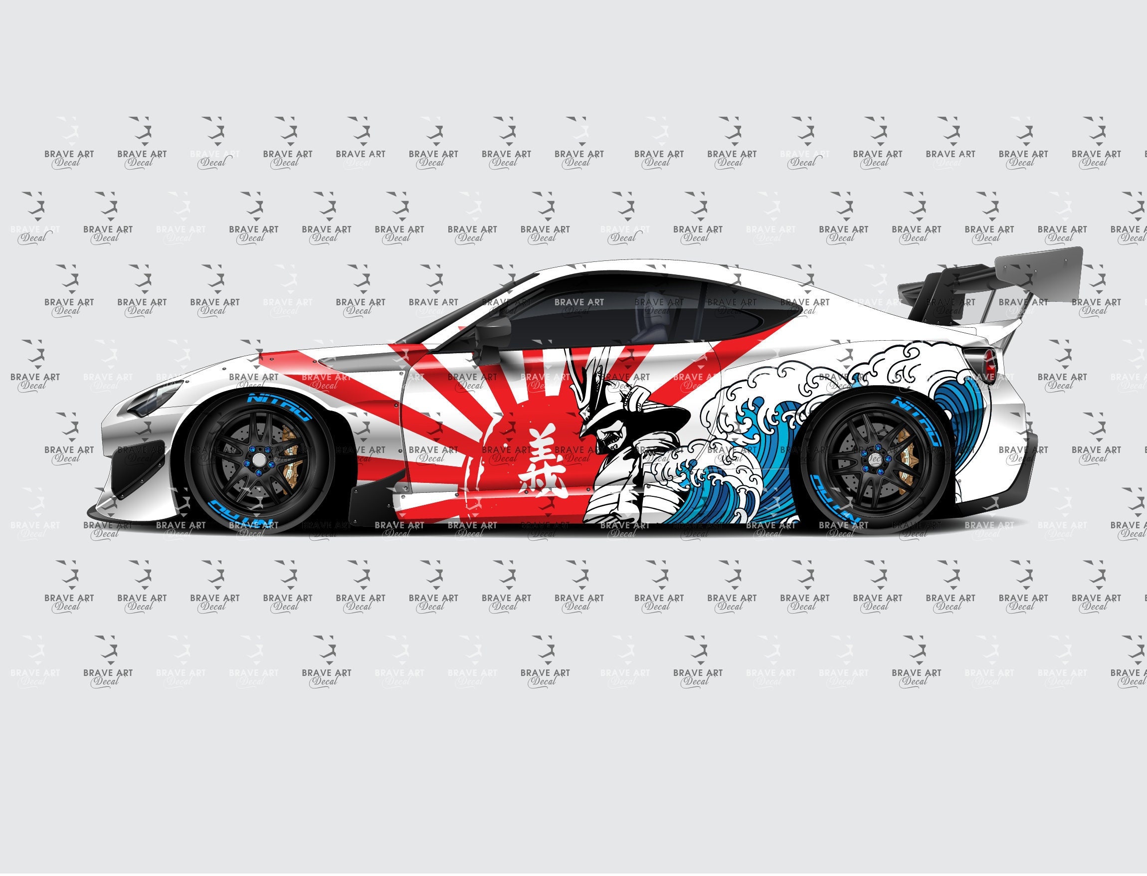 Samurai Car Wrap, Japanese Vehicle Shine, Cast Vinyl Wrap, Universal Size Samurai Anime Car Sticker Car Decor